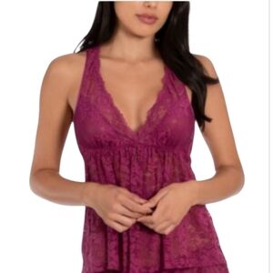 😀Free People Lace‎ Burgundy Sleeveless Top